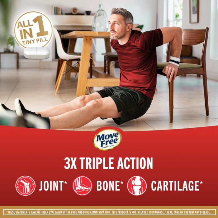 Move Free Ultra Triple Action Joint Support Supplement - Type II Collagen Boron & Hyaluronic Acid - Supports Joint Comfort, Cartiliage & Bones in 1 Tiny Pill Per Day, 64 Tablets (64 servings) - Image 3