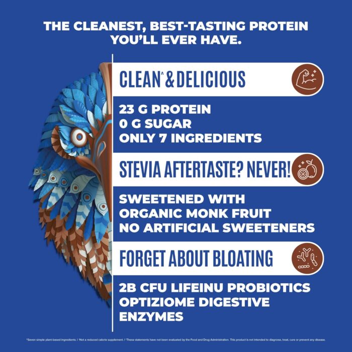Falcon Vegan Protein Powder Organic, Stevia & Sugar Free, Plant Based Protein, Low Carb, Dairy Free, Keto, Non Whey Protein, Probiotic, Pea Protein | Chocolate Flavor - 60 Servings - 3.9lb - Image 3