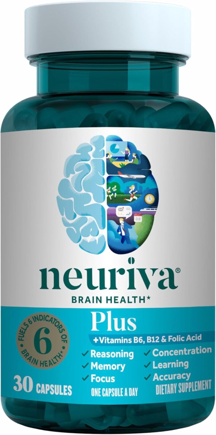 NEURIVA Plus Brain Supplement for Memory and Focus Clinically Tested Nootropics for Concentration for Mental Clarity, Cognitive Enhancement Vitamins B6, B12, Phosphatidylserine 30 Capsules - Image 21