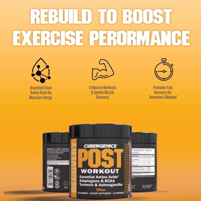 Post-Workout Gummies, Recovery Accelerator, Support Muscle Recovery & Joint Health, Essential Amino Acids, with Ashwagandha & Curcumin, BCAAs, Citrus Flavor, 60 Gummies, 30 Servings - Image 7