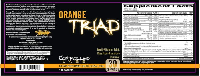 CONTROLLED LABS Orange Triad Daily Multivitamin, Iron Free Sports Supplement for Workout, Digestion, Immune, and Joints, 30 serv Muscle Building and Recovery Tablets - Image 3