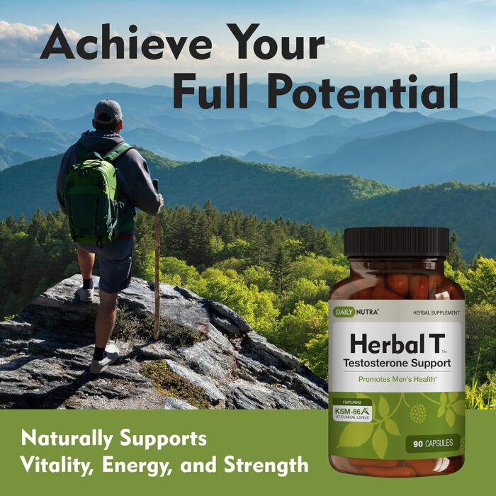 Herbal T Men’s Health Formula Supplement for Endurance, Vitality, & Healthy Aging - with KSM-66 Ashwagandha, Tongkat Ali, Tribulus, Eleuthero, & Horny Goat Weed (90 Capsules) - Image 3