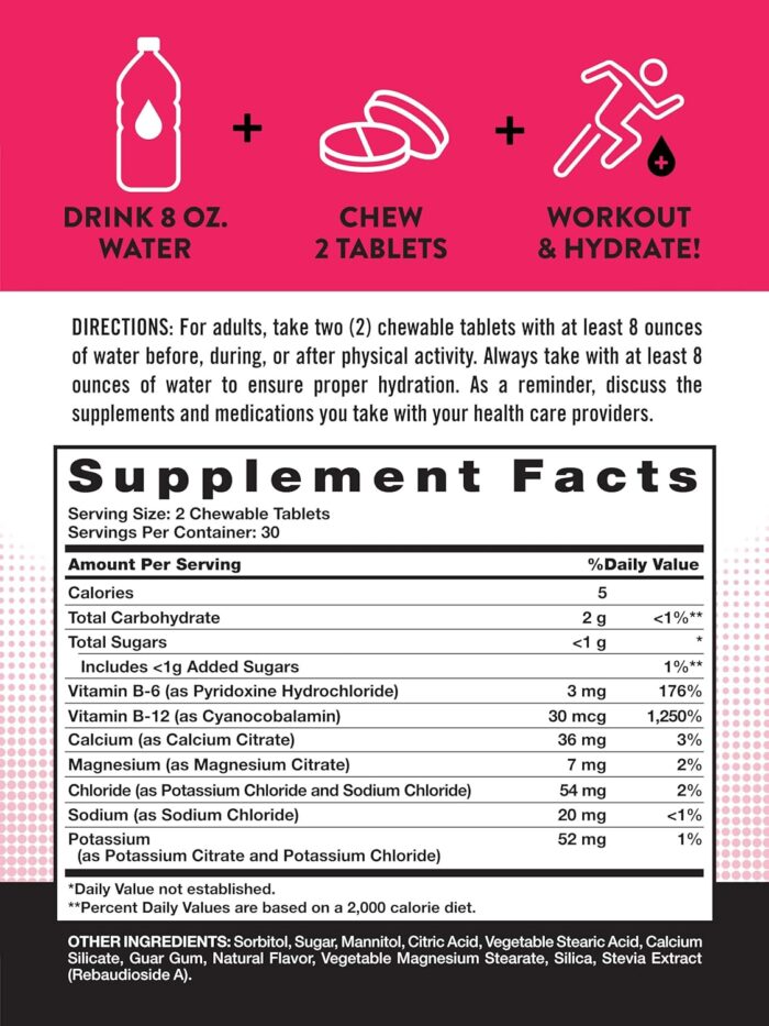 Nature's Truth Electrolyte Tablets | 60 Count | Non-GMO & Gluten Free Chewable Supplement for Hydration | Berry Flavor - Image 3