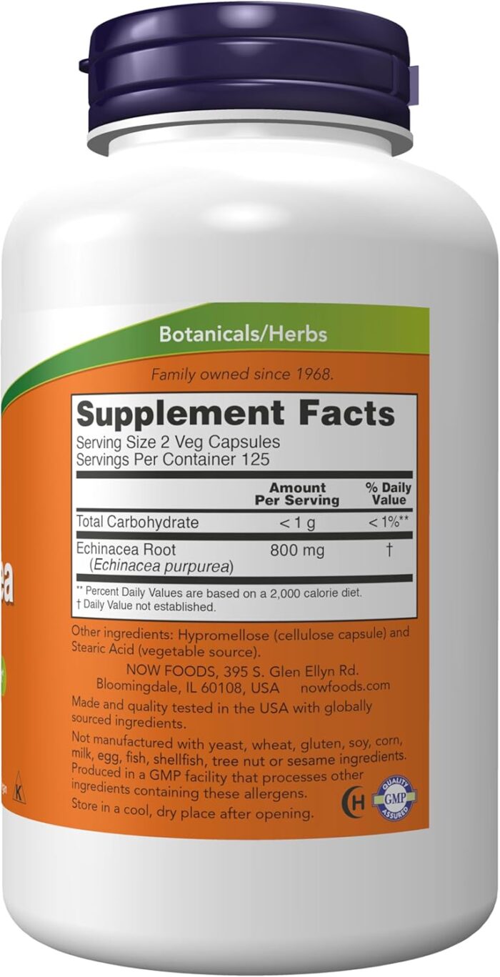 NOW Supplements, Echinacea (Purpurea Root) 400 mg, Immune System Support*, 250 Veg Capsules - Image 3