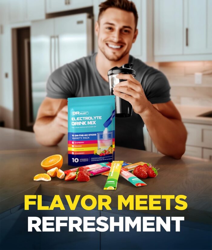 Sugar Free Electrolytes Powder with Natural Flavors, 3X Rapid Hydration Packets with 10 Electrolyte & Vitamins, Liquid Daily IV, Non-GMO, Gluten-Free, Keto, Vegan, 16 Sticks - Image 4