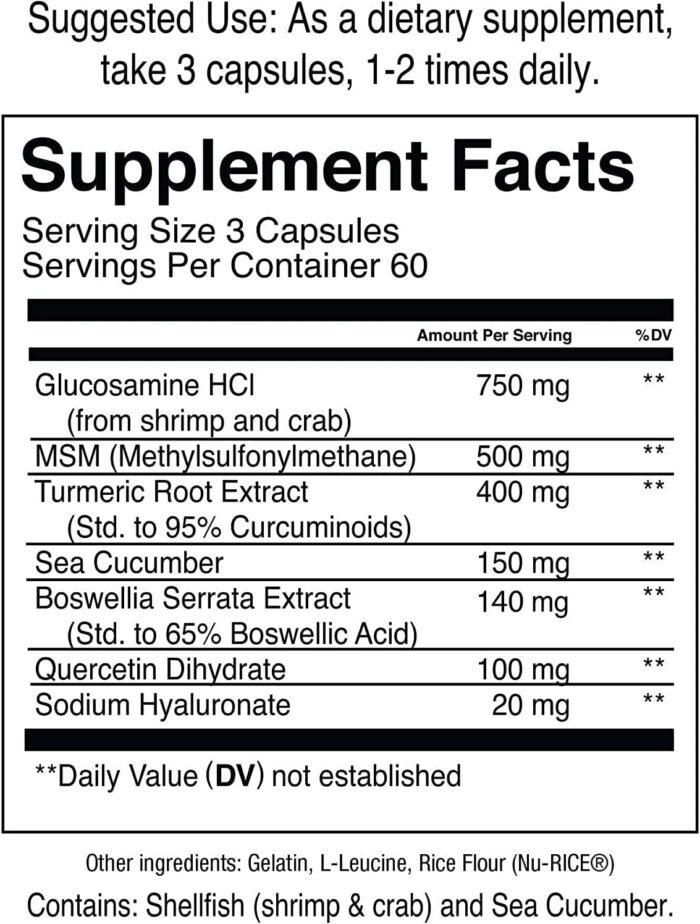 Jocko Fuel Joint Support Supplement - Glucosamine MSM for Joint Pain, Mobility, & Flexibility w/Turmeric & Boswellia (180 Capsules) - Image 3