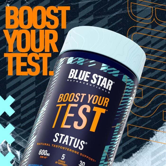 Blue Star Nutraceuticals Status - Testosterone Booster for Men - w/KSM 66 Ashwagandha - Invigorate Stamina, Muscle Growth & Energy | Natural Test Booster Support - 90 Veggie Capsules - Image 3