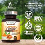 Turmeric Curcumin Supplement 1950mg with Organic Turmeric & Ginger, 95% Curcuminoids, BioPerine Black Pepper for Best Absorption, Nature's Vegan Joint Support, Non-GMO, Bottled in USA - 240 Capsules - Image 4