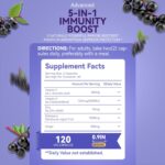 Sambucus Elderberry with Zinc & Vitamin C - 5 in 1 Immune Support Supplement, Non-GMO, 120 Vegetarian Capsules, 2 Months Supply - Image 3