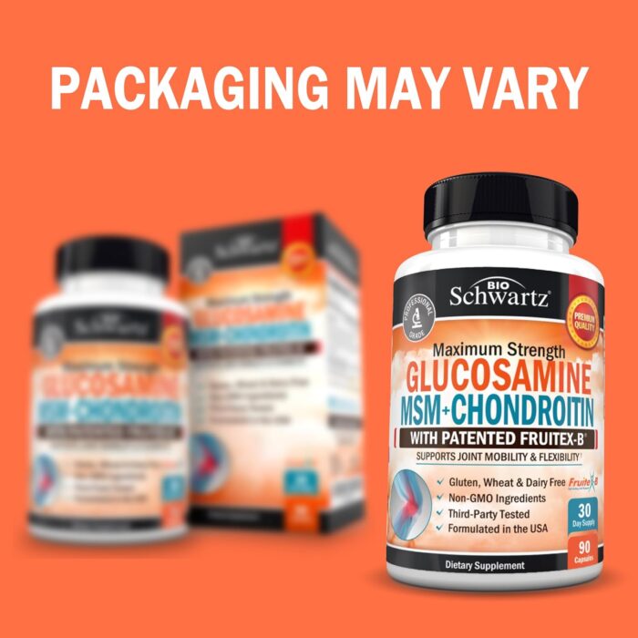 Glucosamine Chondroitin MSM Joint Support Supplement - FSA HSA Approved - Collagen Peptides, Turmeric and Ginger, Hyaluronic Acid, Glucosamine Chondroitin Sulfate - Gluten Free, Non GMO, 90 Capsules - Image 3