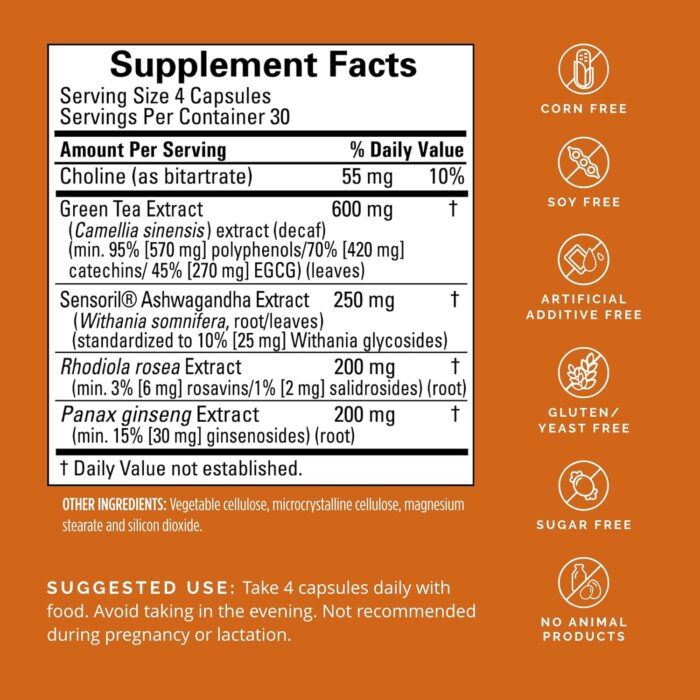Dr Amen BrainMD Focus & Energy - 120 Capsules - Mental Endurance Booster, Promotes Concentration & Attention - Caffeine Free, Gluten Free - 30 Servings - Image 3