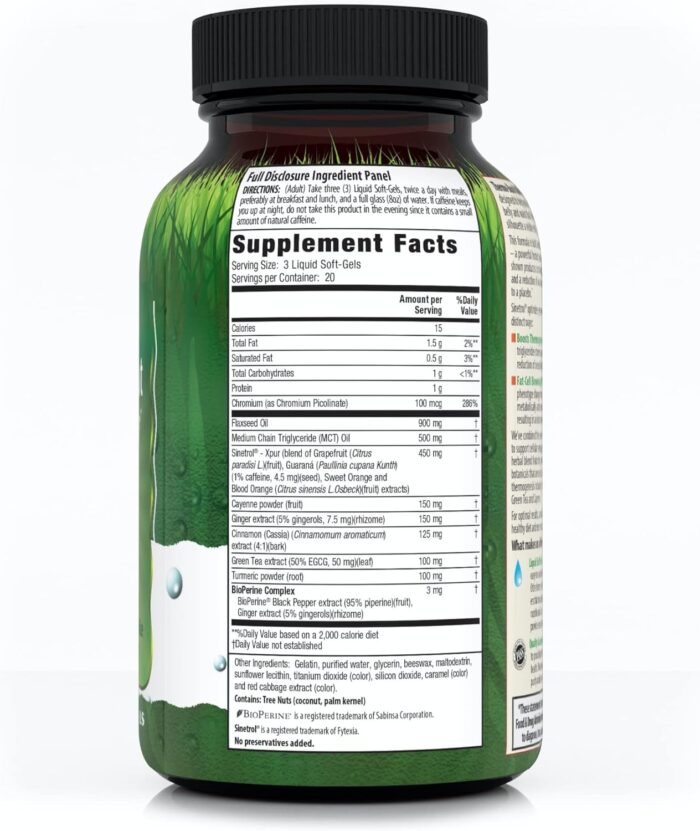 Irwin Naturals Thermo-Burn Stubborn Fat Metabolizer - 60 Liquid Soft-Gels - Combines Green Tea Extract (EGCG), MCT Oil & Caffeine - 20 Servings - Image 3