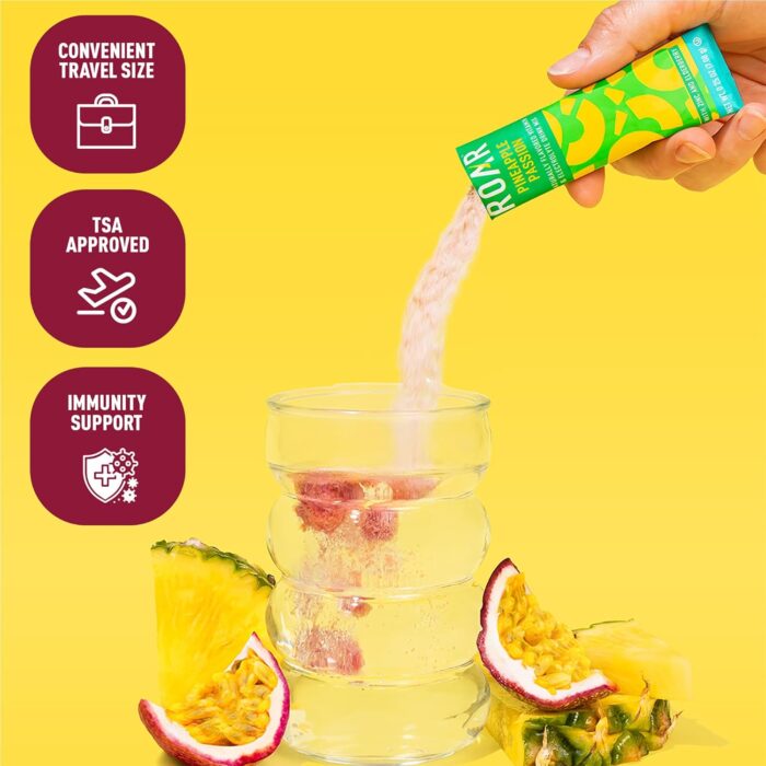 Naturally Flavored Vitamin and Electroly Drink Mix - Pineapple Passion by Roar - 12 x 0.05 oz Electrolytes - Image 5