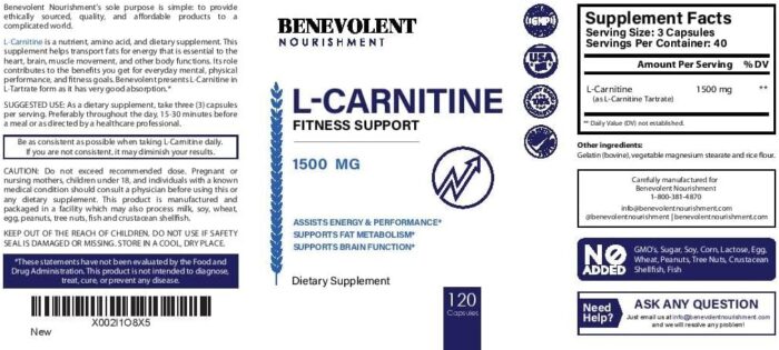Premium L-Carnitine Tartrate Supplement - 1500mg - Utilize Fat for Energy with Tartrate, Lean Muscle Gain, Boost Natural Energy, Support Metabolism & Fatigue - 120 Non-GMO Pure L Carnitine Capsules - Image 8