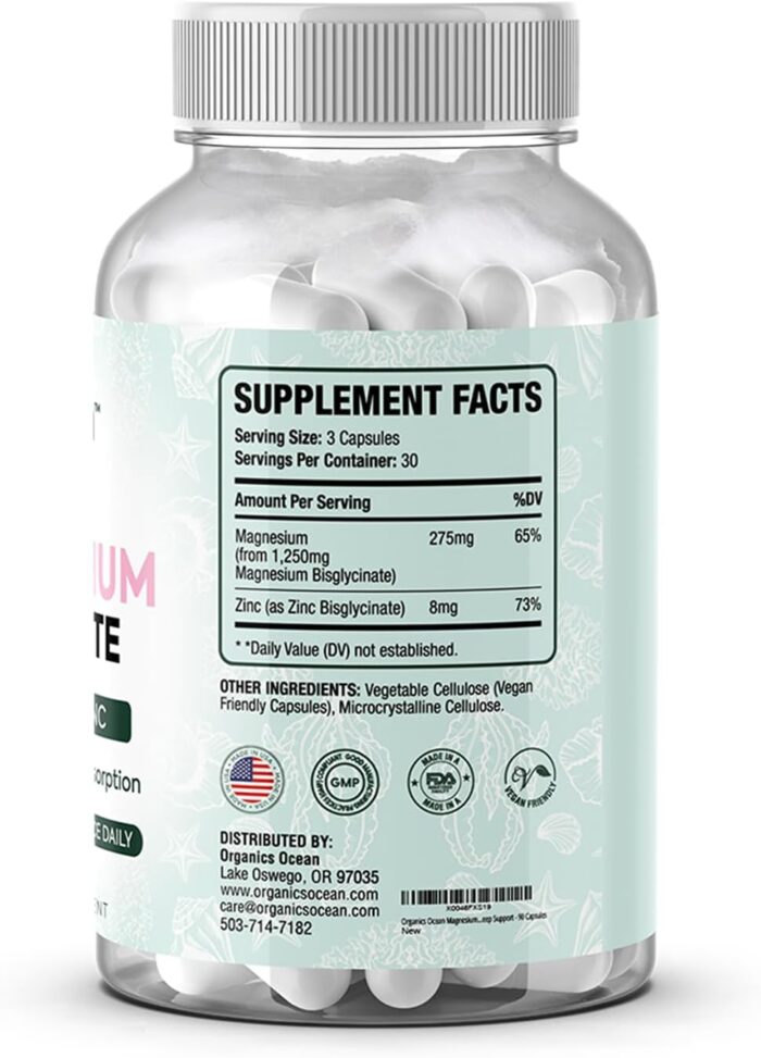 Wild Sea Moss Capsules and Pure Magnesium Glycinate with Zinc - 100% Irish Sea Moss and Chelated Magnesium Supplement for Women and Men - Thyroid, Muscle Cramps and Sleep Support - Image 3