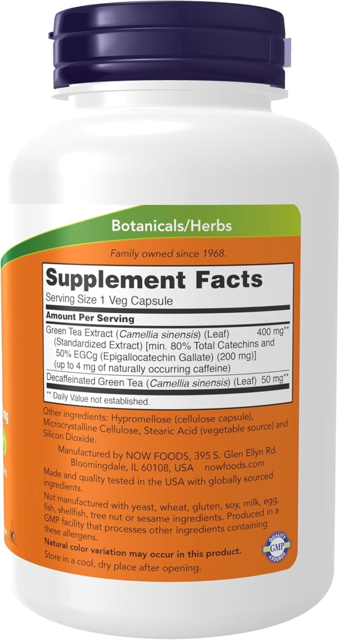 NOW Foods Supplements, EGCg Green Tea Extract ,Dietary,400 mg, Free Radical Scavenger*, 180 Veg Capsules - Image 3