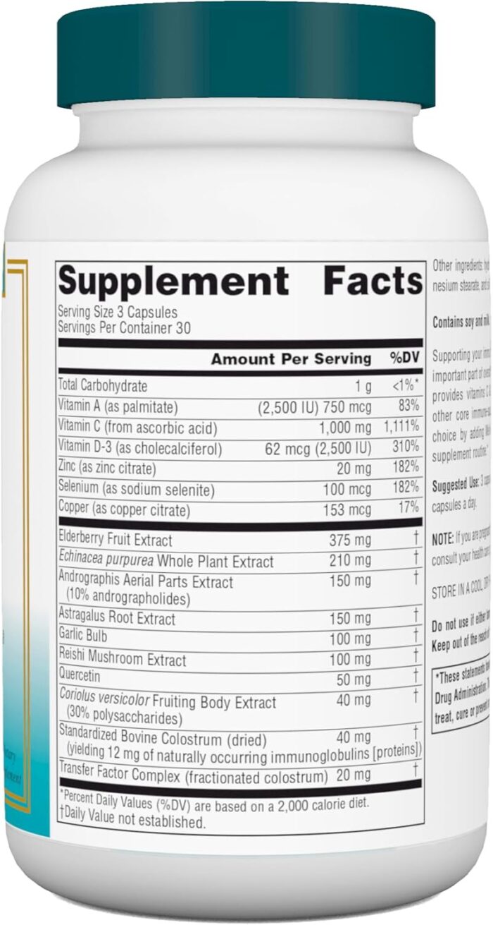 Source Naturals Wellness ImmuneSmart - for Core Daily Immune Support*, with Vitamins A, C, and D, Zinc, Elderberry, Echinacea, Andrographis, Turkey Tail and Garlic - 90 Capsules - Image 3
