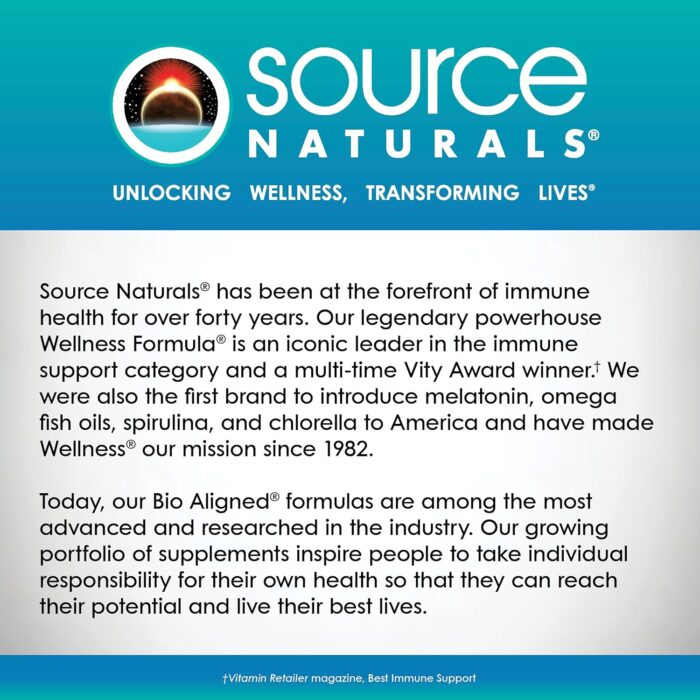 Source Naturals Wellness ImmuneSmart - for Core Daily Immune Support*, with Vitamins A, C, and D, Zinc, Elderberry, Echinacea, Andrographis, Turkey Tail and Garlic - 90 Capsules - Image 5