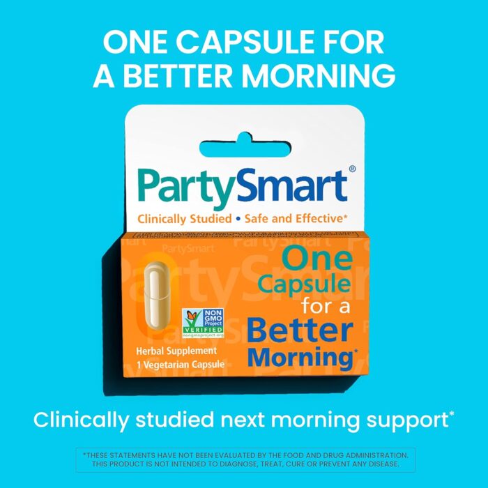 Himalaya PartySmart, One Capsule for a Better Morning After Drinking, Plant Based, Liver Support, Alcohol Breakdown, Clinically Studied, Non-GMO, Herbal Supplement, 10 Capsules - Image 3