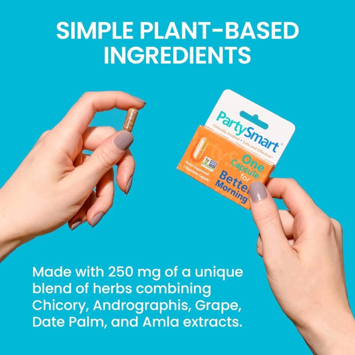 Himalaya PartySmart, One Capsule for a Better Morning After Drinking, Plant Based, Liver Support, Alcohol Breakdown, Clinically Studied, Non-GMO, Herbal Supplement, 10 Capsules - Image 6