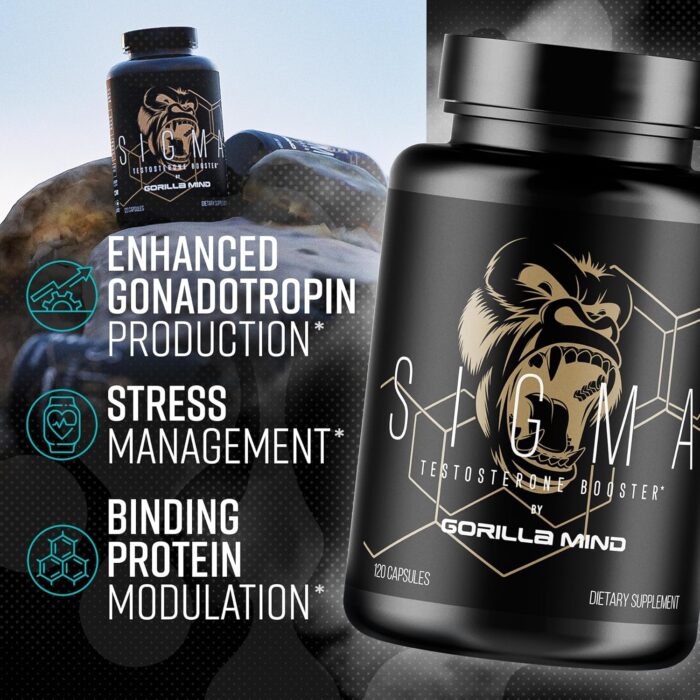 Gorilla Mind Sigma Testosterone Booster - Made with Tongkat Ali and Fadogia Agrestis Extract to Support Higher Testosterone Level (120 Capsules) - Image 4