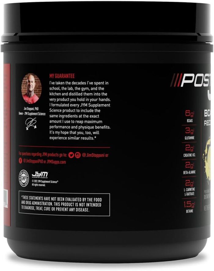 Post JYM Active Matrix Amino Recovery Powder | Pure Creatine HCL, BCAA’s, Glutamine, Carnitine, Betaine, Taurine for Maximum Strength, Repair, Definition, Performance | Lemonade Flavor 30 Servings - Image 3