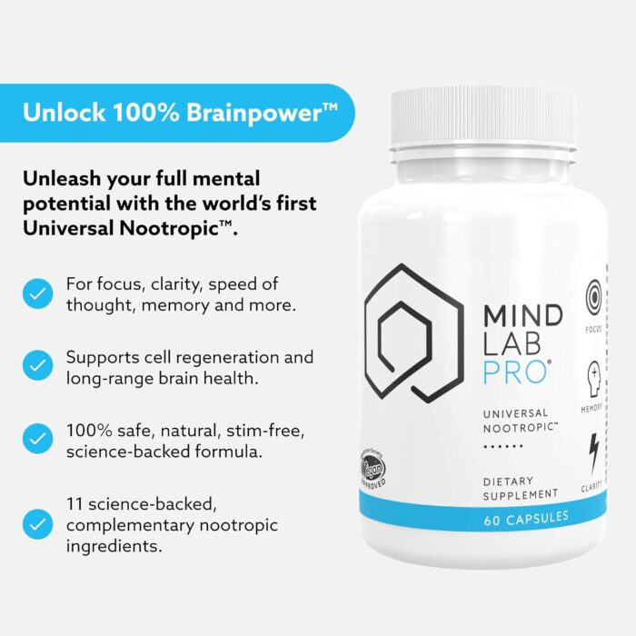 Mind Lab Pro® Universal Nootropic™ Brain Booster Supplement for Focus, Memory, Clarity, Energy - 60 Capsules - Plant-Based, Naturally Sourced Memory Vitamins for Better Brain Health - Image 3