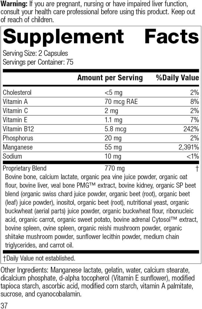 Standard Process Ligaplex I - Whole Food Supplement, Manganese Supplement, Bone Health and Bone Strength, Joint Support with Phosphorus, Shitake, Calcium Lactate, Beet Root and More - 150 Capsules - Image 3