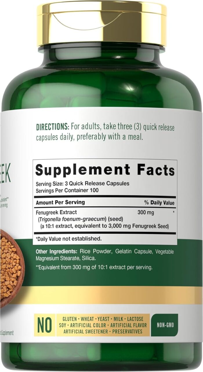 Carlyle Fenugreek Capsules | 300 Count | Non-GMO & Gluten Free Extract | Fenugreek Seeds - Image 3