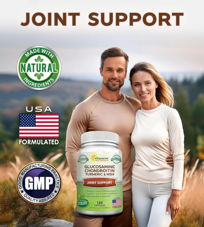 aSquared Nutrition Glucosamine Chondroitin Turmeric MSM Boswellia - 120 Capsules - Joint Support Supplement - Joint Support Relief Pills for Health - Natural Supplement for Back, Knee & Hands - Image 3