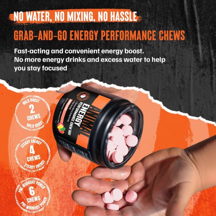Animal Energy Chews, Fast Acting Energy with Caffeine, Nootropics and Sea Salt for Focus and Pre Workout - Convenient and Delicious Chews Format - Mango - Image 5