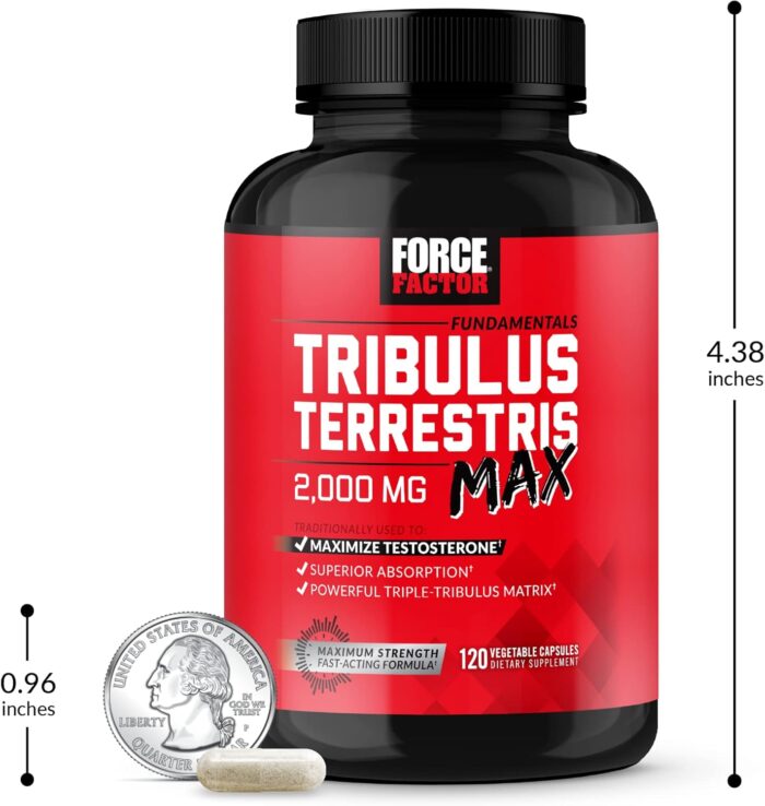 FORCE FACTOR Tribulus Terrestris Max for Men, Testosterone Booster and Male Vitality Supplement, for Superior Absorption, 2000mg, 120 Capsules - Image 8