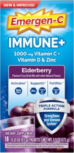 Emergen-C Immune+ Vitamin C 1000mg (18 Count, Elderberry) Dietary Supplement Fizzy Drink Mix Powder Packets - Image 9