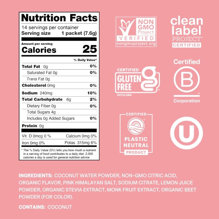 Cure Hydration | Plant-Based Electrolyte Drink Mix | No Added Sugar | FSA & HSA | Dehydration Relief Powder Made with Coconut Water | Non-GMO | Vegan | Pouch of 14 Packets - Strawberry Kiwi - Image 3
