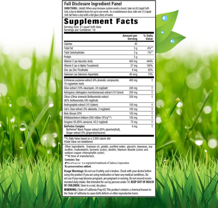 Irwin Naturals Immuno-Shield All Season Wellness for Body's Natural Defense System - 100 Liquid Softgels - Image 3