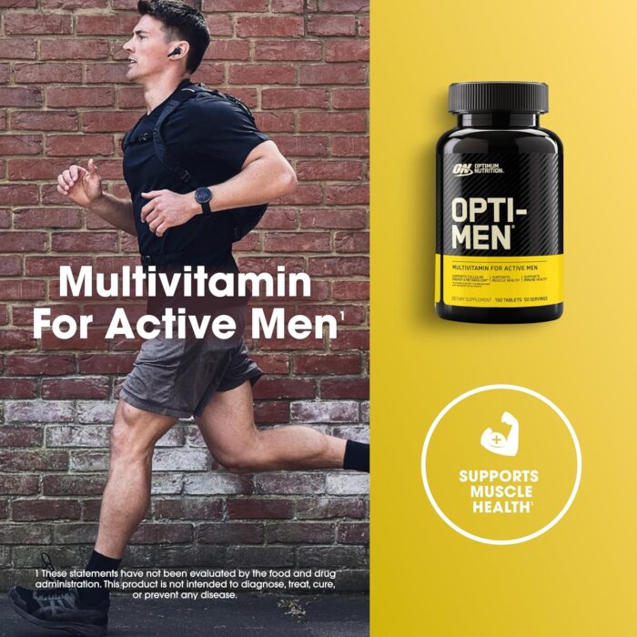 Optimum Nutrition Opti-Men, Vitamin C, Zinc and Vitamin D, E, B12 for Immune Support Mens Daily Multivitamin Supplement, 150 Count (Packaging May Vary) - Image 4
