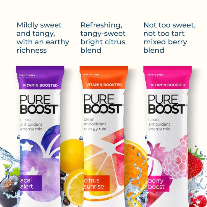 Pureboost Clean Energy Booster, Refreshing Energy Drink Mix with B12 Vitamins, Electrolytes, Antioxidants, Sugar-Free with No Sucralose (Combo Pack, 10 Count) - Image 3