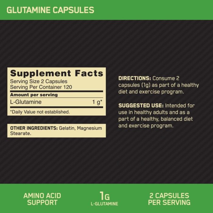 Optimum Nutrition L-Glutamine Muscle Recovery Capsules, 1000mg, 240 Count (Package May Vary) - Image 3