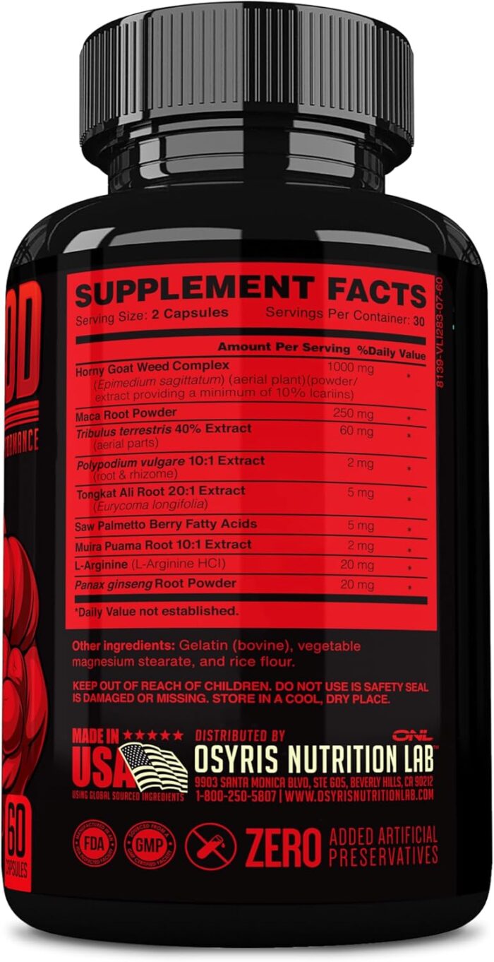 Bull Blood Testosterone Booster for Men - Testosterone Supplement for Stamina & Endurance - Maca Root, Horny Goat Weed, Tribulus Terrestris Extract & Tongkat Ali - Male Enhancing Supplement - 60 Ct - Image 5
