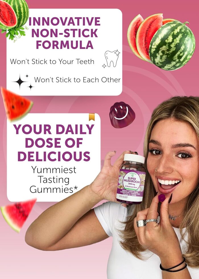 Lunakai USA Made Super Mushroom Gummies for Adults – 10-in-1 Adaptogenic Mushroom Supplement with Lion's Mane - Focus & Brain Support, 60ct - Image 4