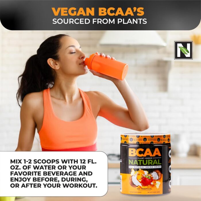 Nutrology BCAA Natural - Plant Based BCAA Powder, Orange Coconut Flavor, Optimized 2:1:1 Ratio Amino Acids Powder for Pre Workout & Post Workout Recovery, Vegan, Gluten-Free, Non-GMO, 30 Servings - Image 6