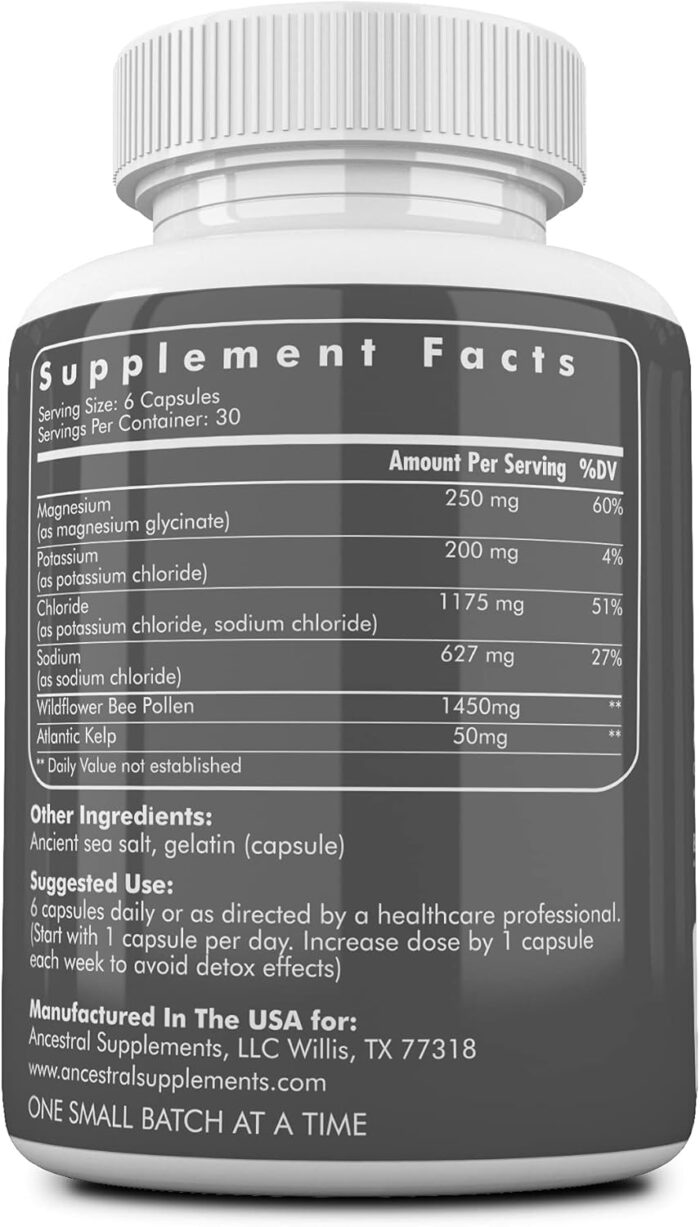 Ancestral Supplements Minerals & Electrolytes with Magnesium, Potassium, Sodium, Supports Optimal Hydration, Immune Health, Athletic Performance, Digestion, and Remineralization, 180 Capsules - Image 3