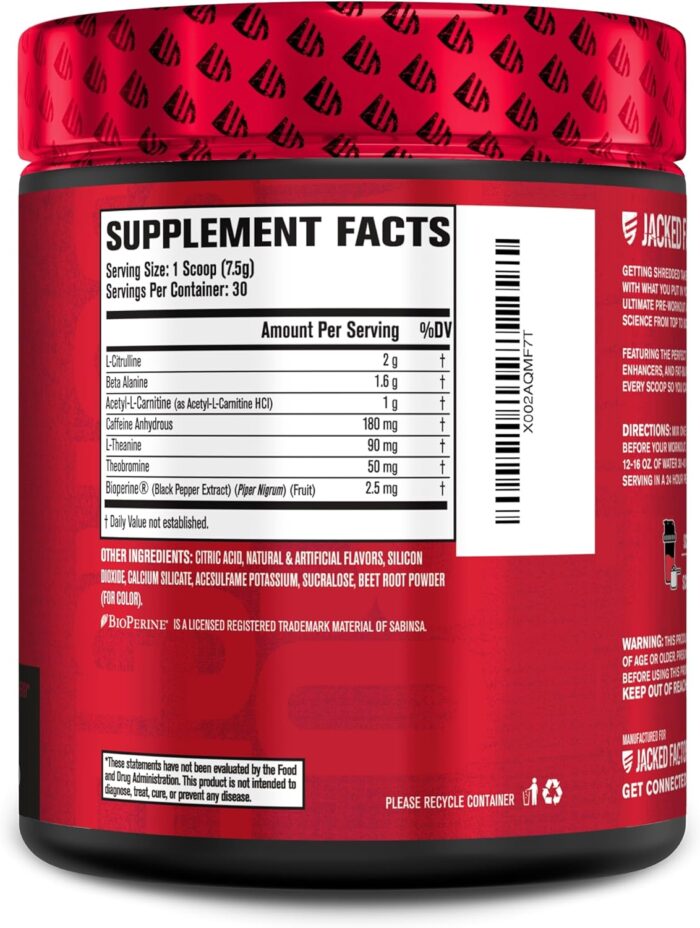 Jacked Factory NITROSURGE Shred Pre Workout Supplement - Energy Booster, Instant Strength Gains, Sharp Focus, Powerful Pumps - Nitric Oxide Booster & PreWorkout Powder - 30Sv, Fruit Punch - Image 9
