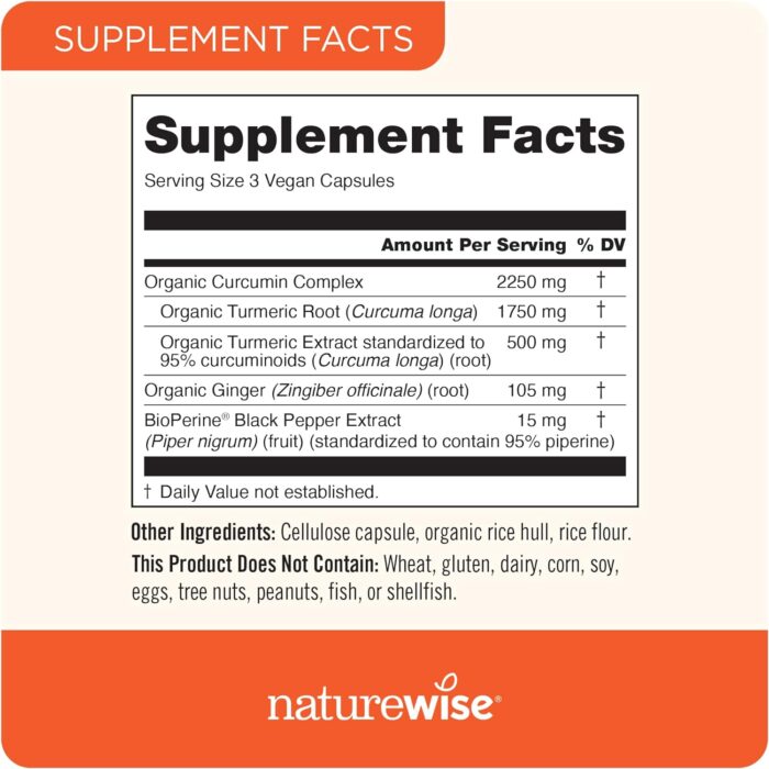 NatureWise Curcumin Turmeric 2250mg - 95% Curcuminoids & BioPerine Black Pepper Extract for Advanced Absorption - Daily Joint and Immune Health Support - Vegan, Non-GMO, 90 Count[30-Day Supply] - Image 4