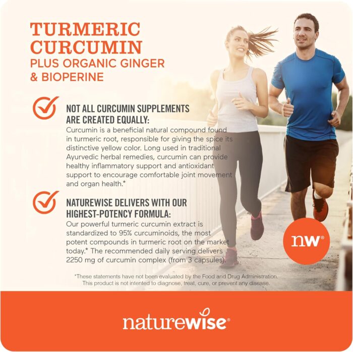 NatureWise Curcumin Turmeric 2250mg - 95% Curcuminoids & BioPerine Black Pepper Extract for Advanced Absorption - Daily Joint and Immune Health Support - Vegan, Non-GMO, 90 Count[30-Day Supply] - Image 5