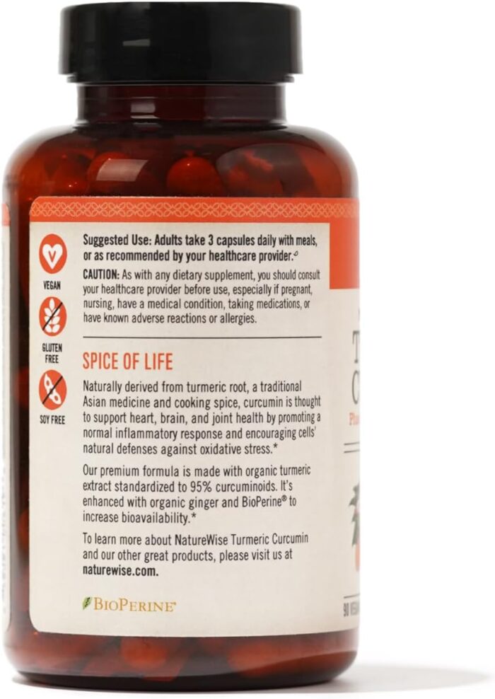 NatureWise Curcumin Turmeric 2250mg - 95% Curcuminoids & BioPerine Black Pepper Extract for Advanced Absorption - Daily Joint and Immune Health Support - Vegan, Non-GMO, 90 Count[30-Day Supply] - Image 9