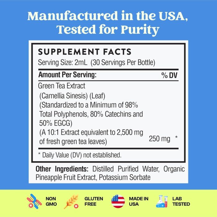 Green Tea 10:1 Extract 50% EGCG - Green Tea Liquid Drops - Vegan, 4X More Powerful Than Pills & Capsules - 2oz Antioxidant & Immune Supplement - Skin, Heart Support, Brain Health & Memory Boost - Image 5
