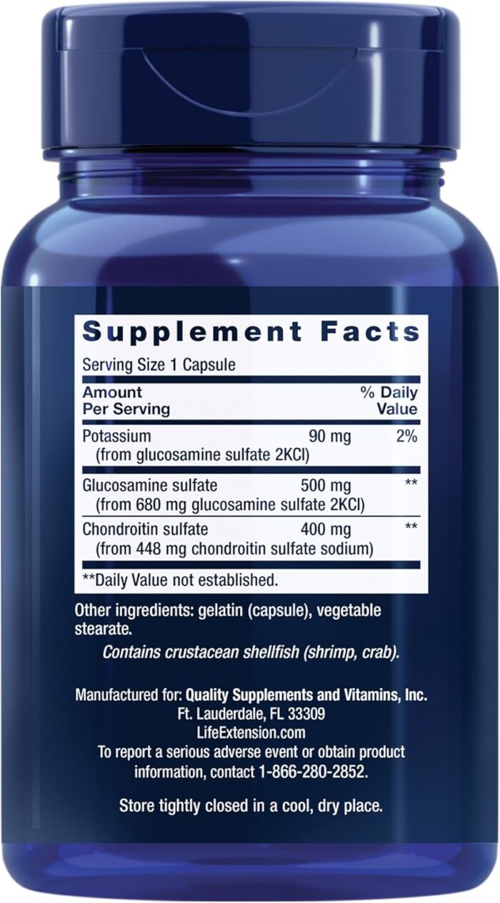 Life Extension Glucosamine/Chondroitin Capsules for Healthy Joints and Cartilage, Non-GMO, Gluten-Free, 90 Capsules - Image 3