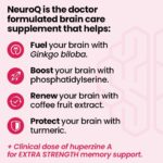 NeuroQ Memory & Focus Extra Strength - Boosts Cognitive Performance & Brain Function - Supports Neuroprotection & Concentration - Huperzine A, Gotu Kola, Ginkgo, Coffee Fruit & Propolis - 60 Capsules - Image 3