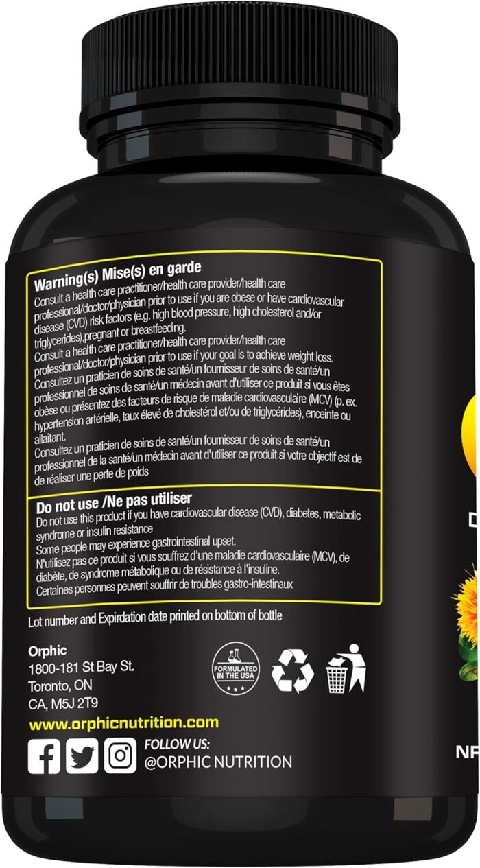 ORPHIC NUTRITION CLA Safflower Oil Supplement - Made with Safflower Oil - 780mg Non-Stimulant Conjugated Linoleic Acid for Men & Women* to Support Weight Loss Efforts and Metabolism* - 60 Softgels - Image 3